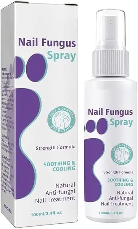 Nail Fungus Spray packaging with spray bottle on a white background