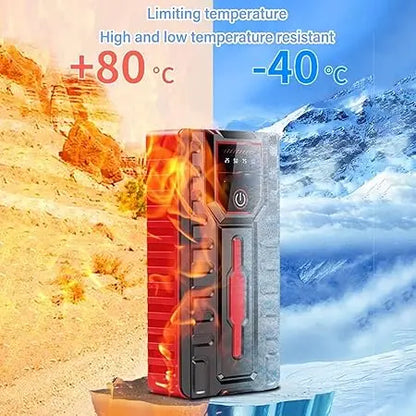 Electronic device with temperature resistance features shown against a desert and mountain background.