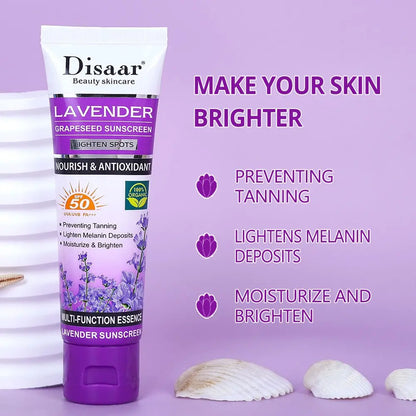 Disaar Lavender Grapeseed Sunscreen SPF 50 – Soothing UVA/UVB Protection Beauty Hunt