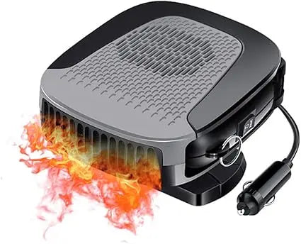 Car heater with visible flames on a white background