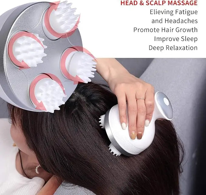 Rechargeable electric scalp and body massager with ergonomic design