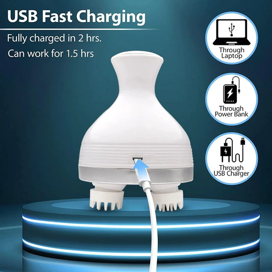 Portable handheld scalp massager for hair growth and relaxation